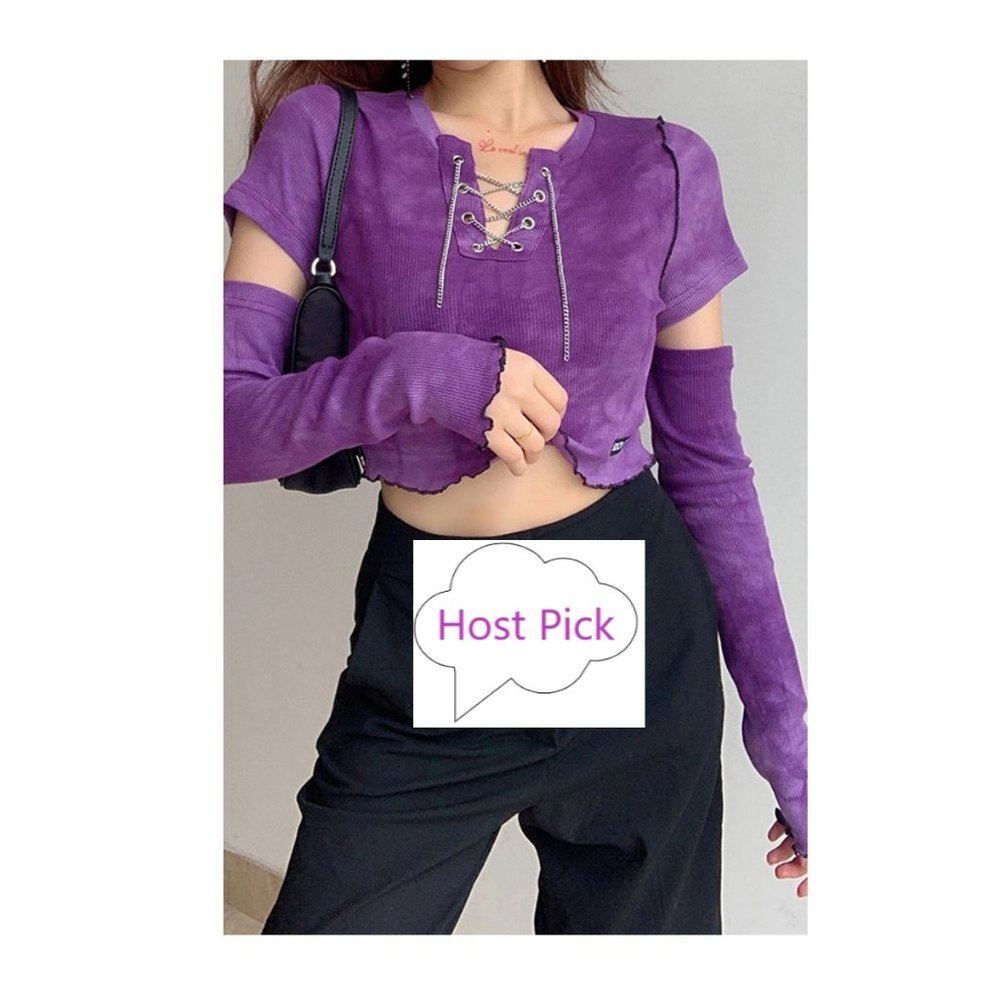 Gothic Punk Streetwear Top Tie Dye Cropped T-Shirt